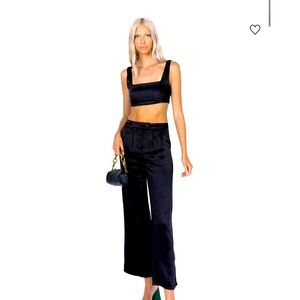 Princess Polly Huxley pant set satin black